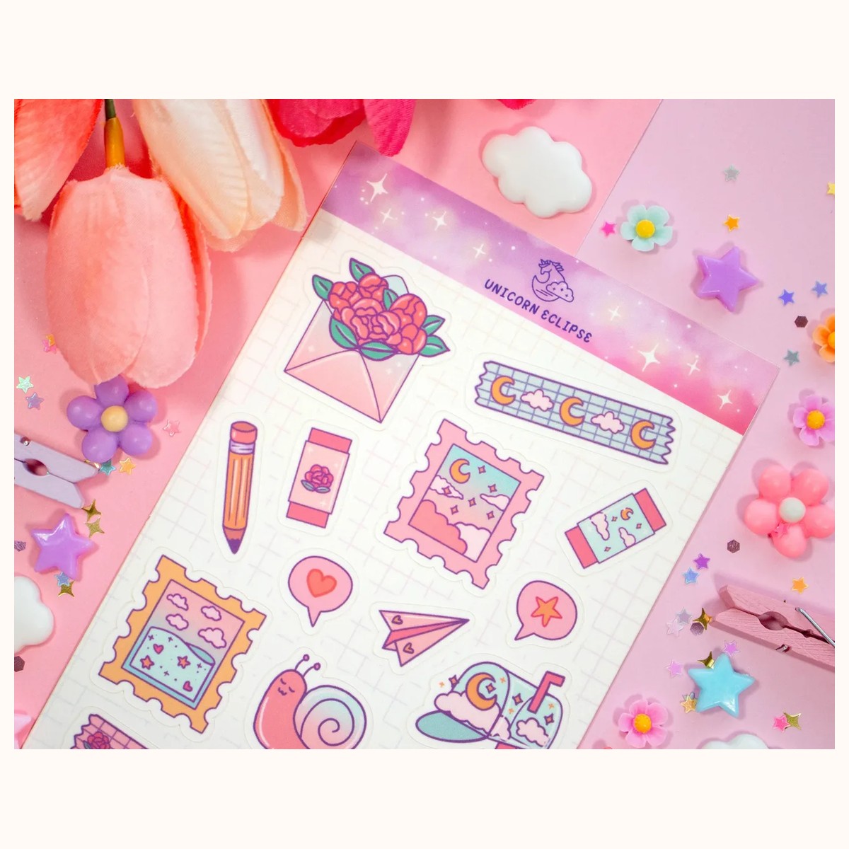 Penpal Snail Mail Aesthetic Matte Sticker Sheet view 3