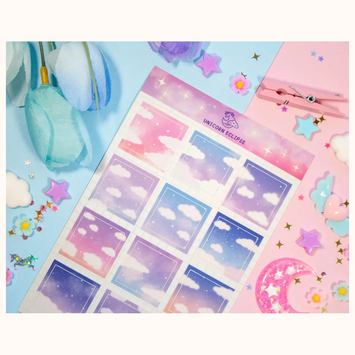 Cloudy Skies Aesthetic Sticker Sheet view 3