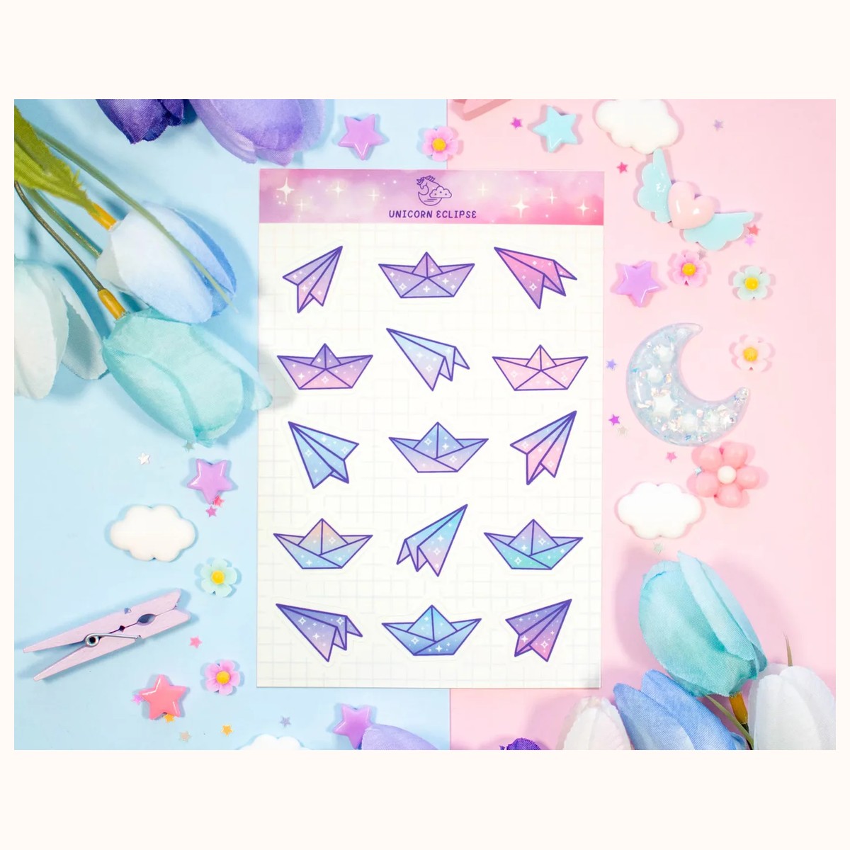 Aesthetic Paper Planes Cute Sticker Sheet by Farouk Book Store