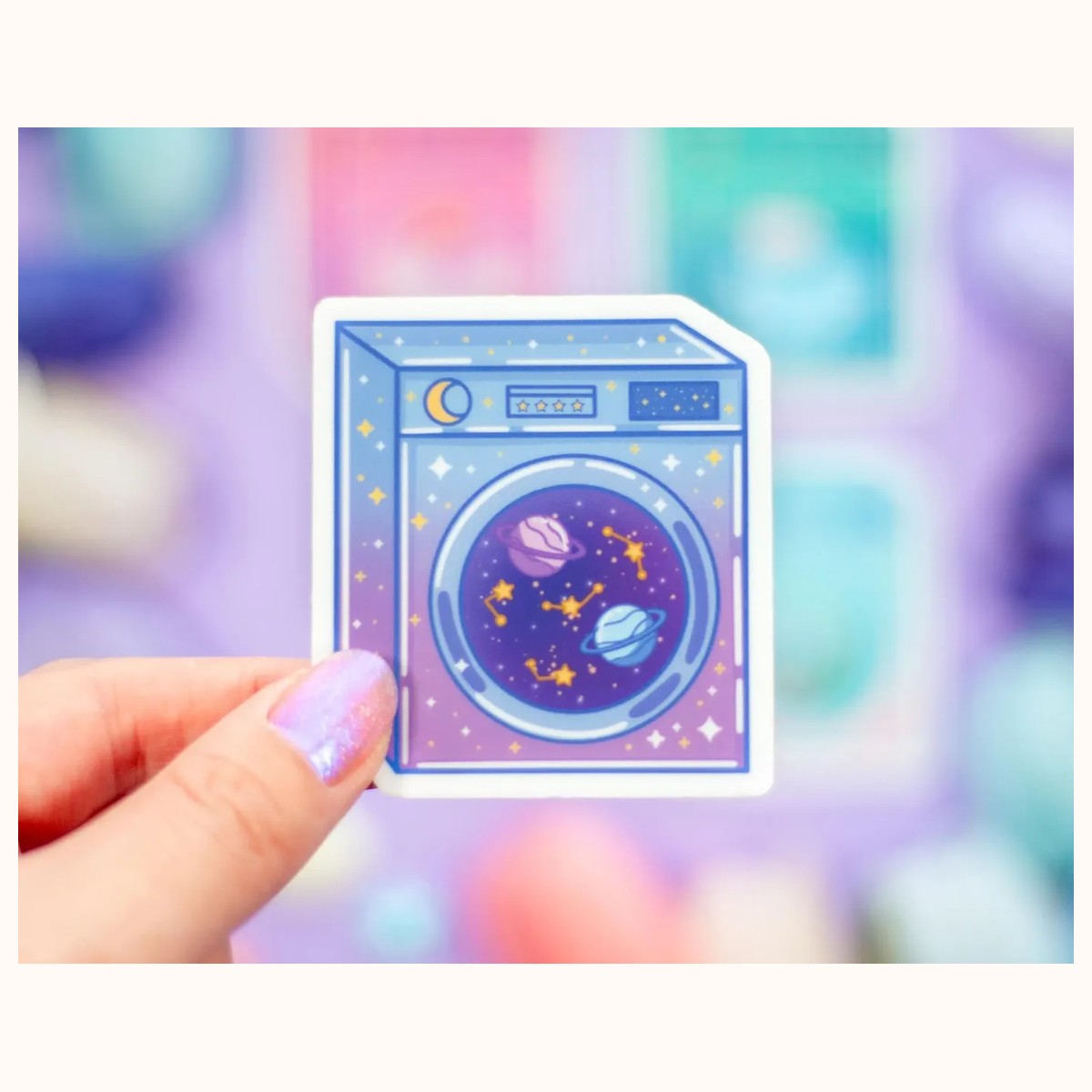 Laundry Machine Aesthetic Cute Vinyl Stickers view 2