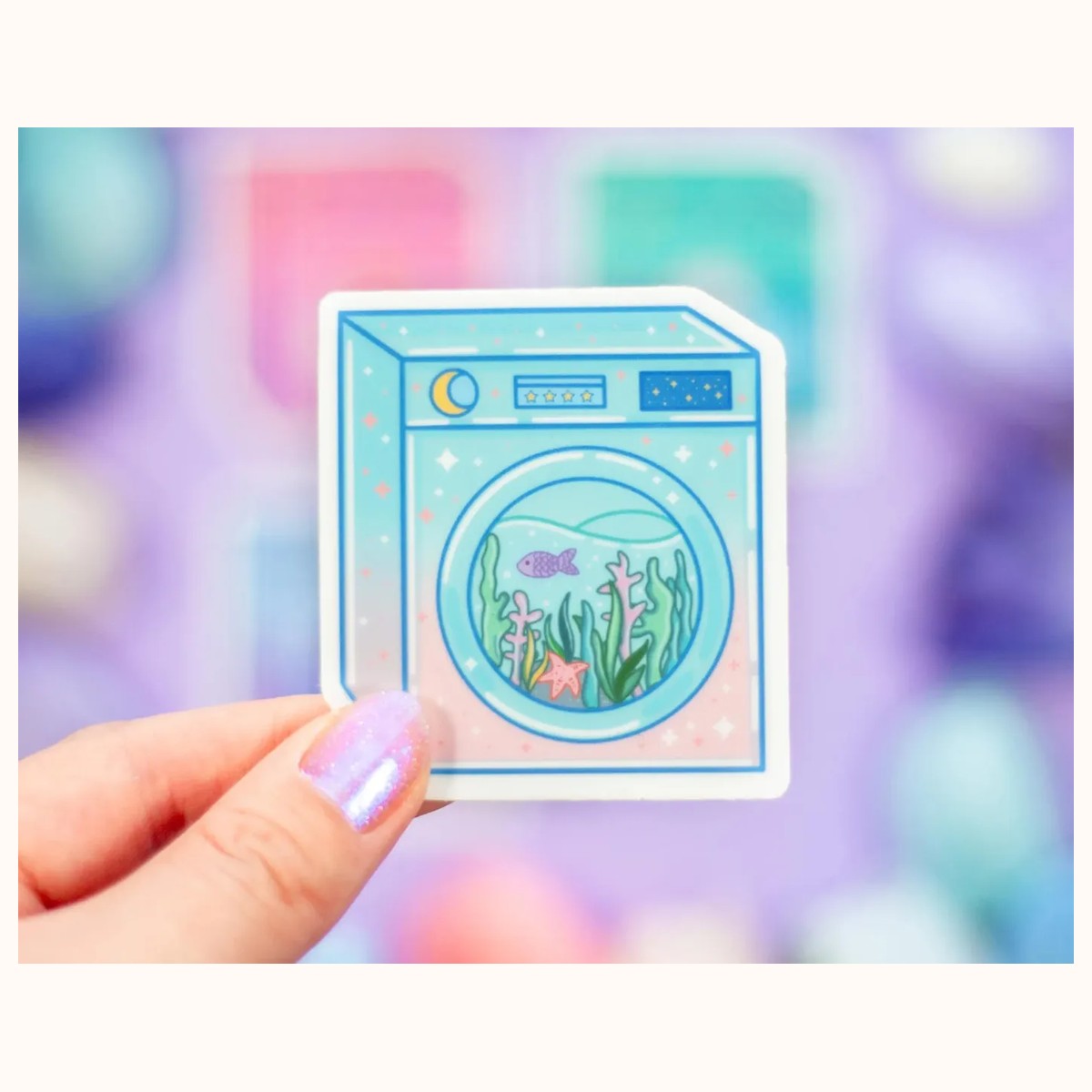 Laundry Machine Aesthetic Cute Vinyl Stickers view 3
