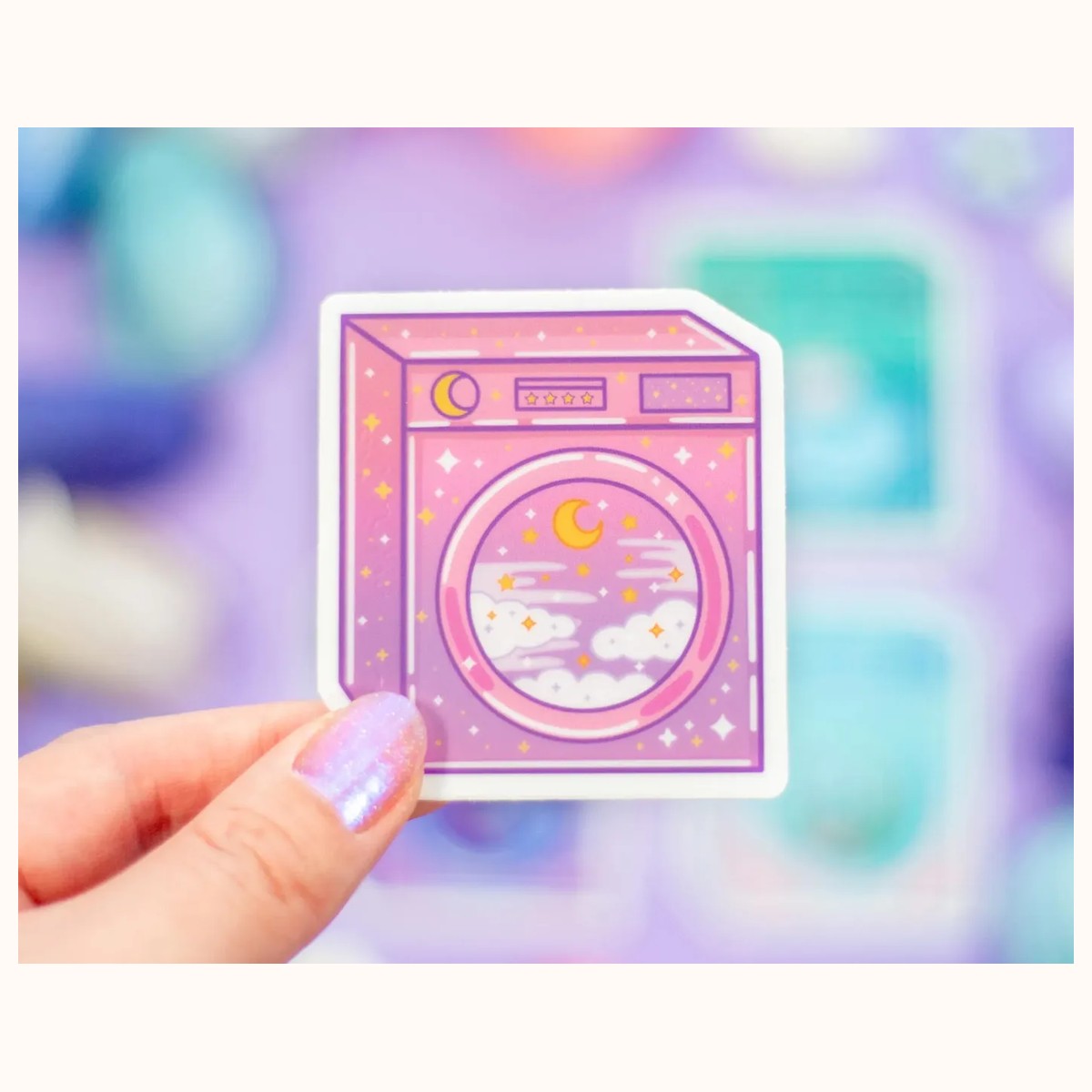 Laundry Machine Aesthetic Cute Vinyl Stickers view 5