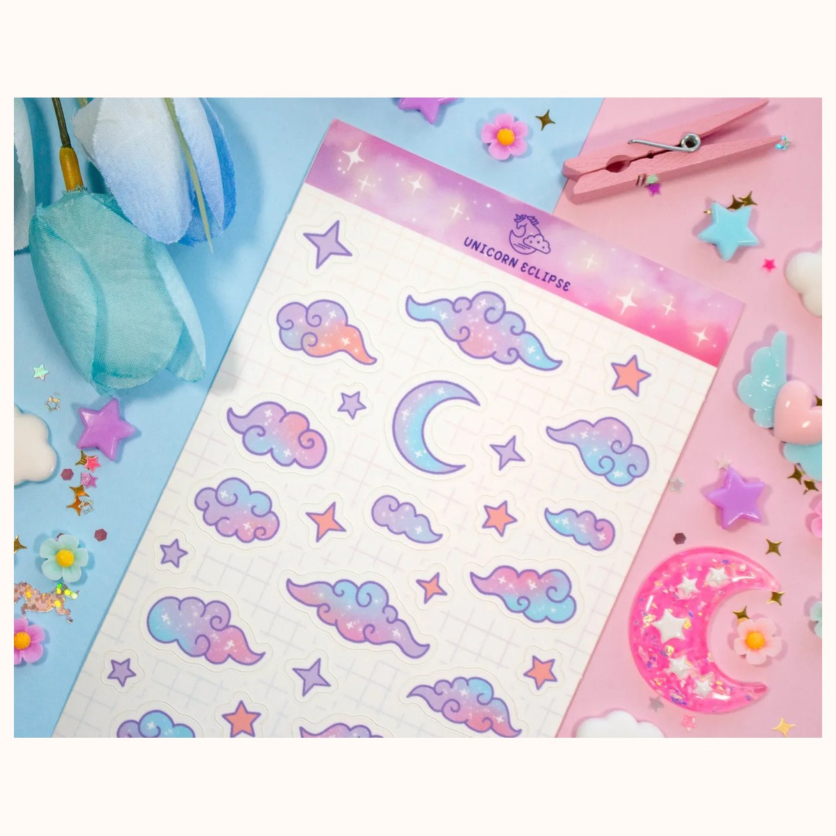 Clouds Version 2 Sticker Sheet | Planner Stickers, Kawaii Stickers view 3