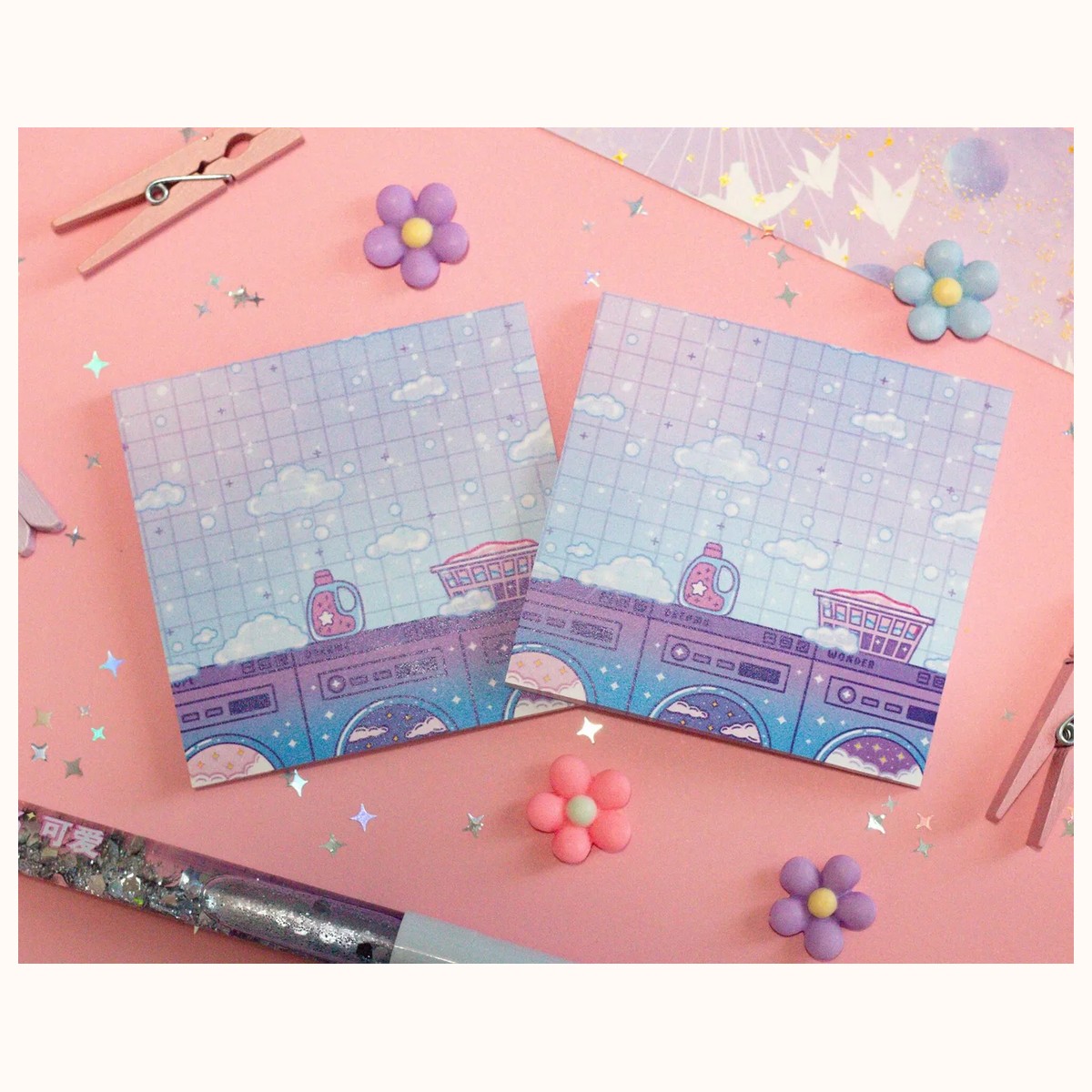 Laundromat Cute Aesthetic Sticky Note Memo Pad by Farouk Book Store