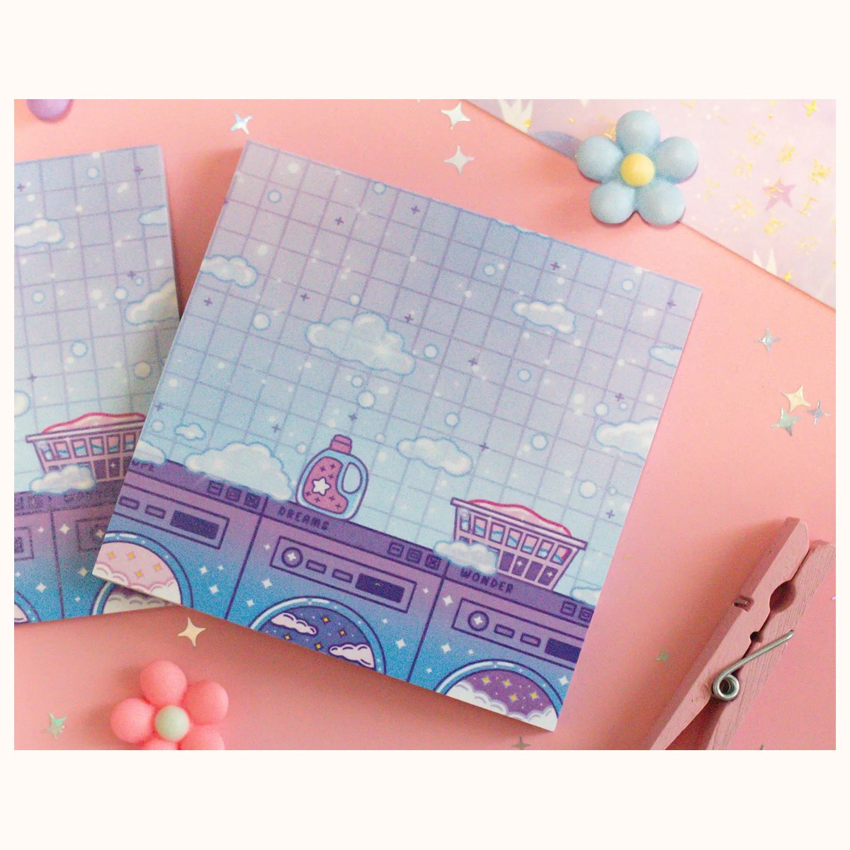 Laundromat Cute Aesthetic Sticky Note Memo Pad view 4