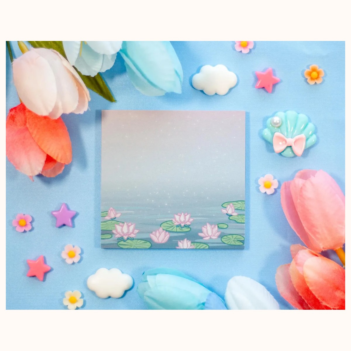 Lotus Pond Aesthetic Sticky Note Memo Pad | Kawaii Aesthetic by Farouk Book Store