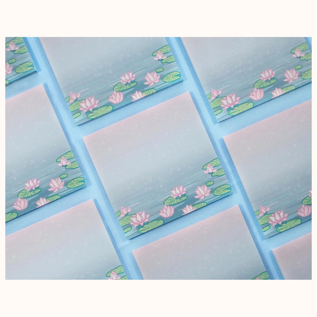 Lotus Pond Aesthetic Sticky Note Memo Pad | Kawaii Aesthetic view 3