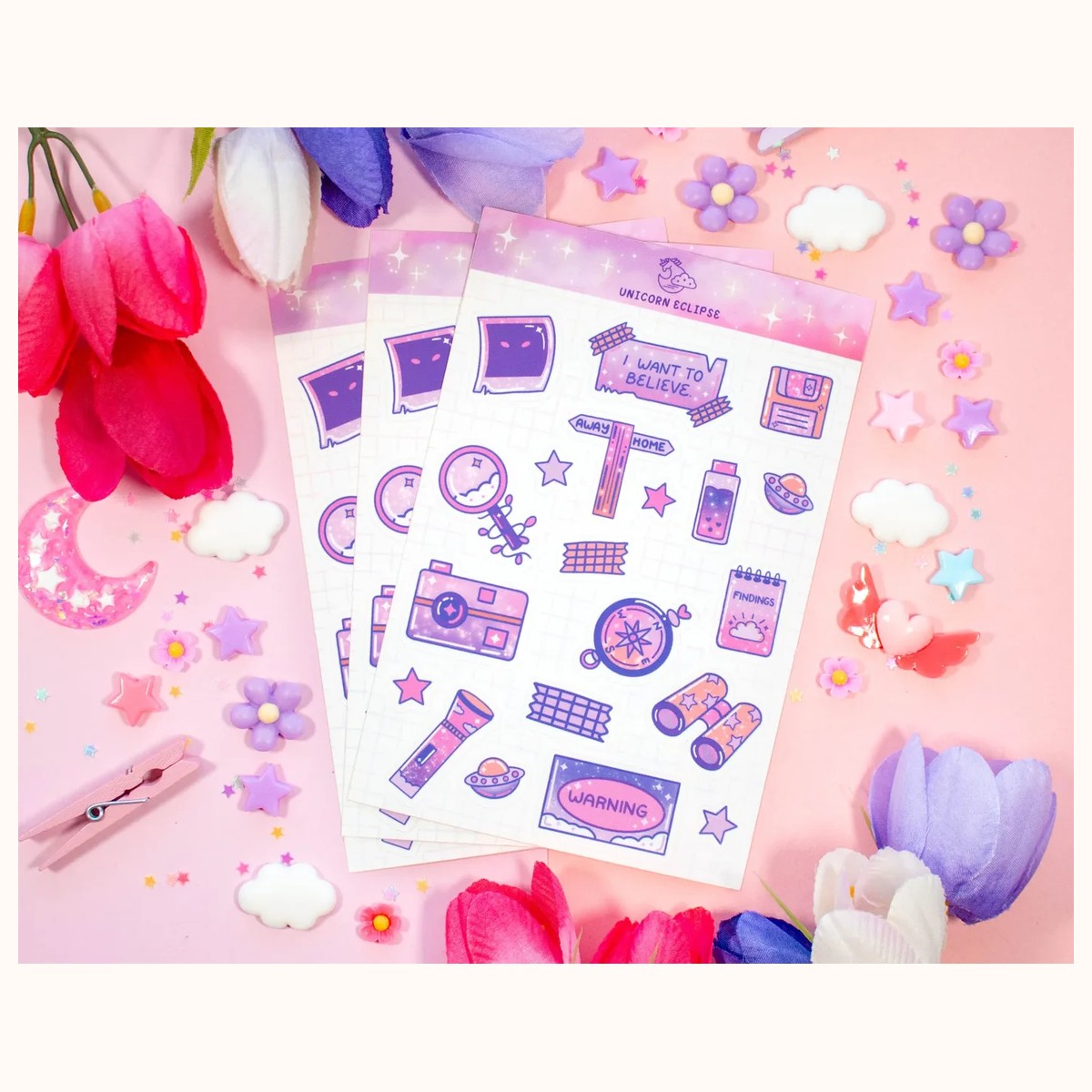 Pastel Cryptidcore Sticker Sheet | Planner Stickers, Decorative Stickers view 3