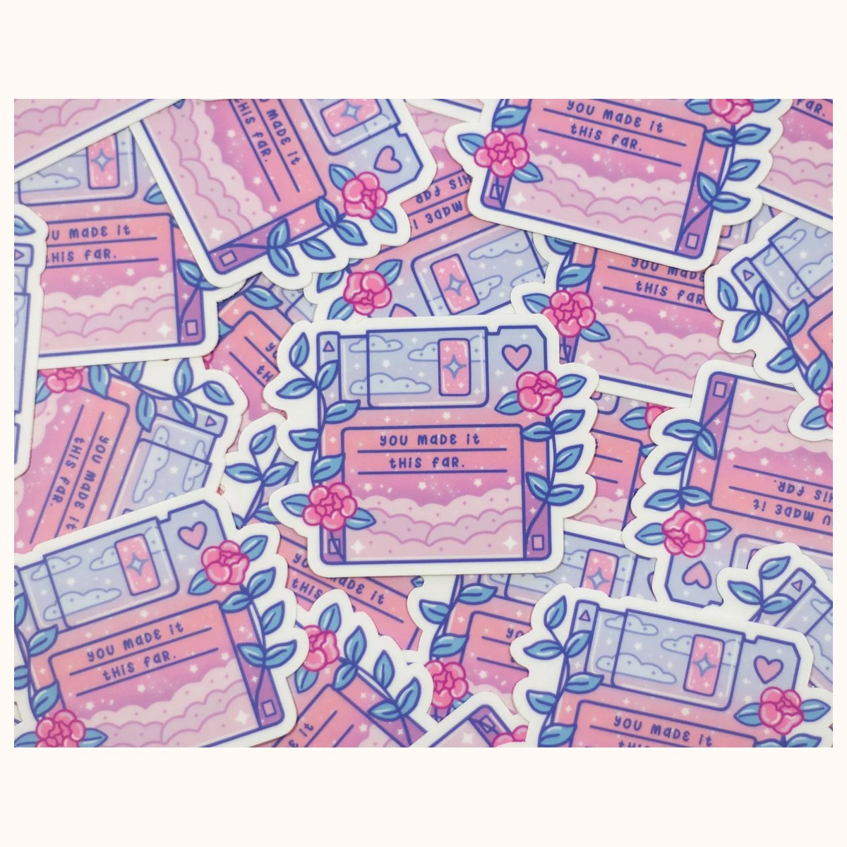 Floppy Disk Cute Vinyl Waterproof Sticker | Kawaii Aesthetic view 3