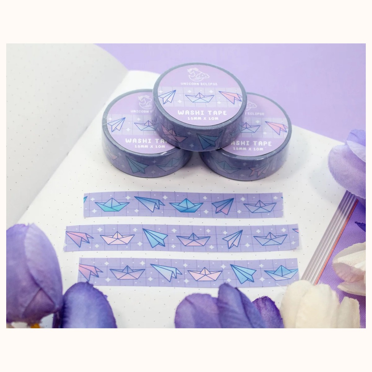 Paper Planes and Boats Washi Tape | Aesthetic Kawaii Cute Stationery view 3