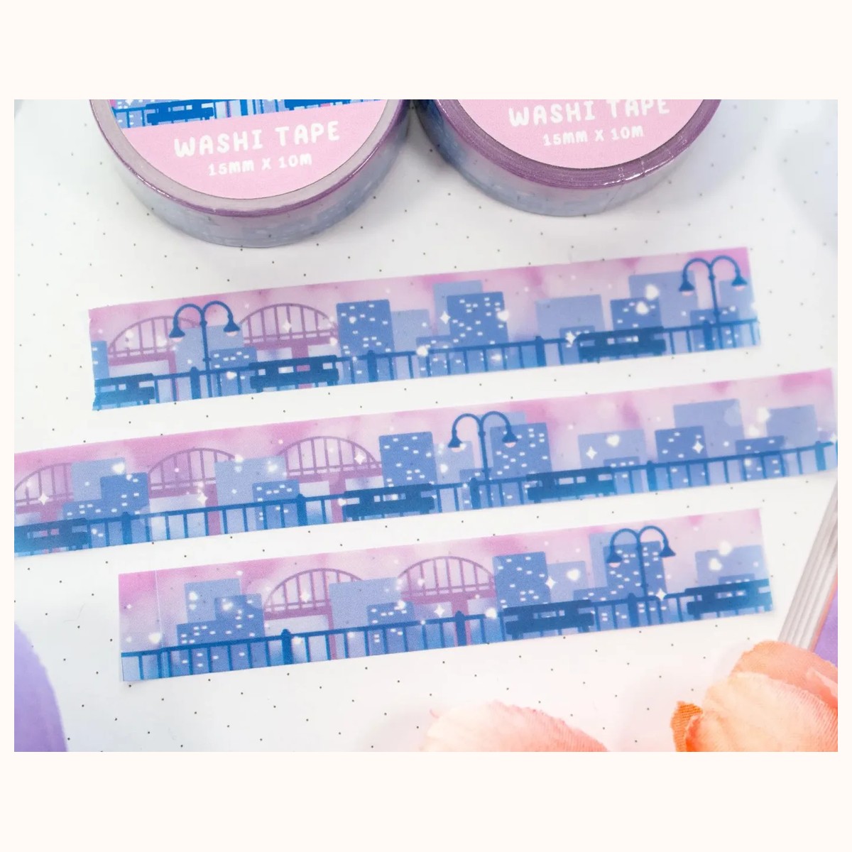 City Skyline Washi Tape | Aesthetic Kawaii Cute Stationery view 2