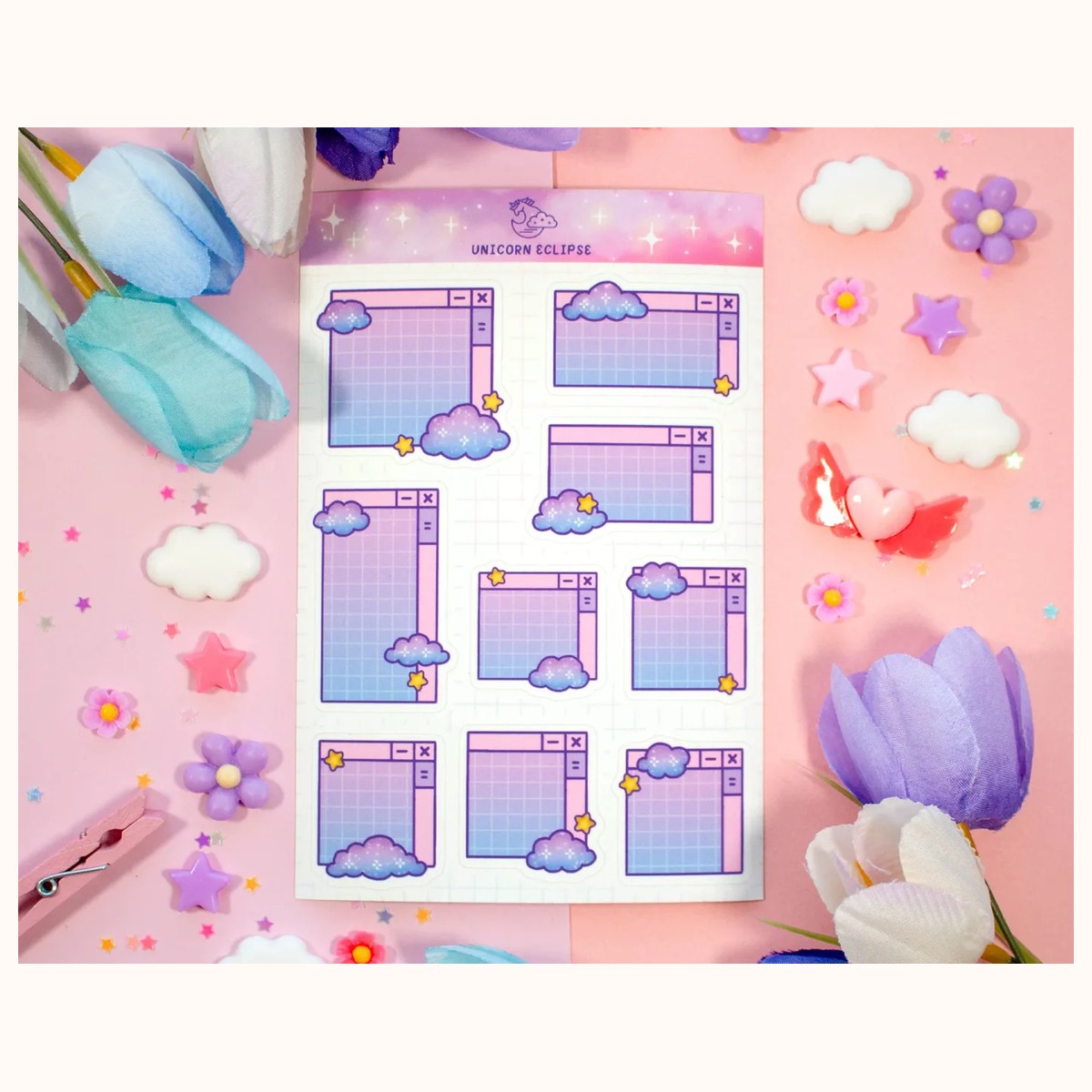 Cloud Notes Aesthetic Cute Sticker Sheet by Farouk Book Store