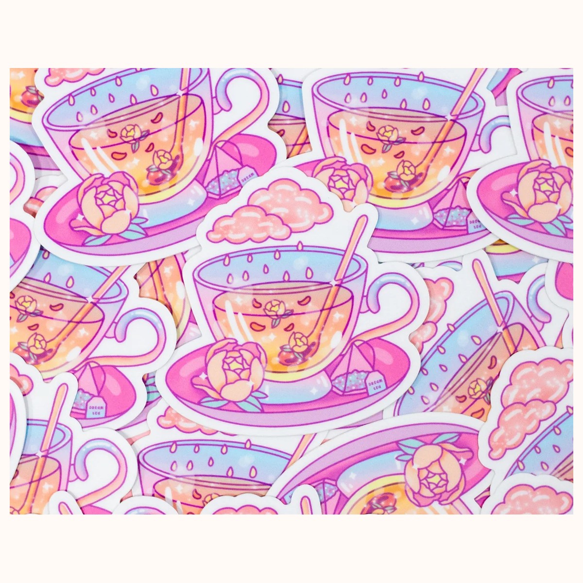 Teacup Cute Aesthetic Vinyl Sticker view 2
