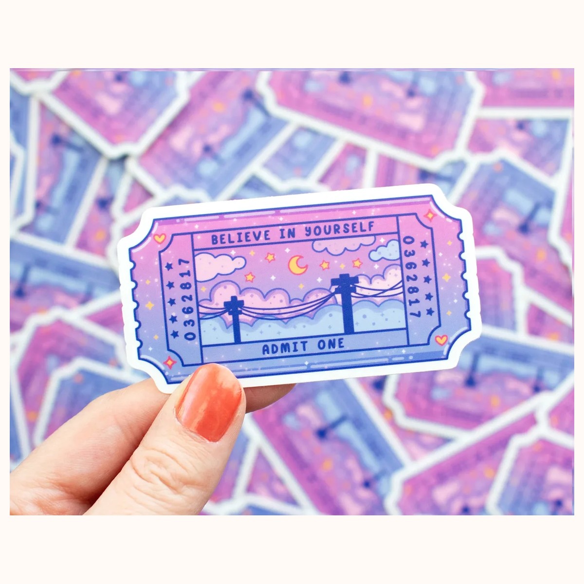 Ticket Cute Aesthetic Vinyl Sticker | Valentines Day Stickers, Kawaii Stickers, Planner by Farouk Book Store