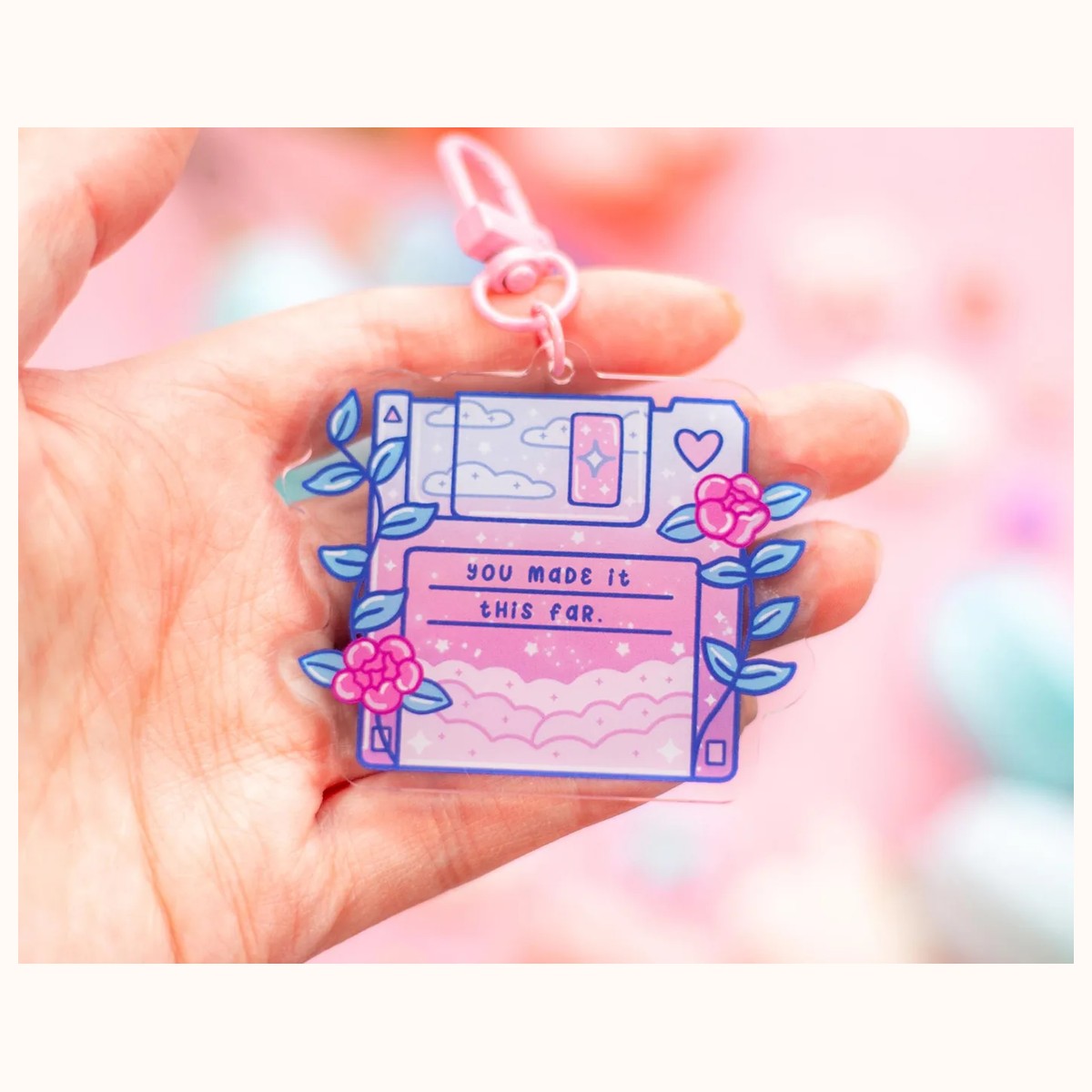 Floppy Disk Aesthetic Cute Acrylic Charm Keychain view 2