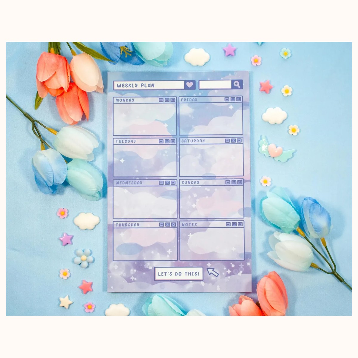 Blue Skies Weekly Planner Pad | Kawaii Art Aesthetic Stationery by Farouk Book Store