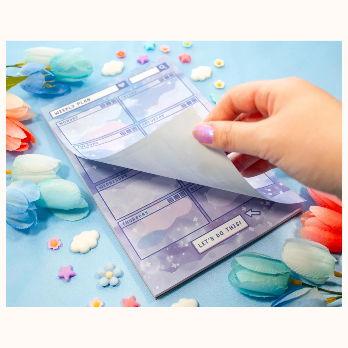 Blue Skies Weekly Planner Pad | Kawaii Art Aesthetic Stationery view 2