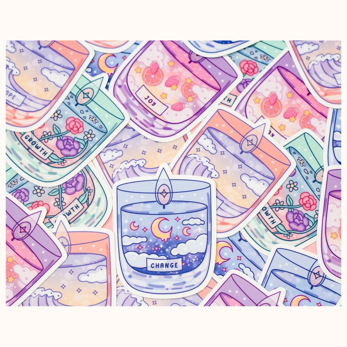 Affirmation Candles Cute Aesthetic Vinyl Stickers view 6