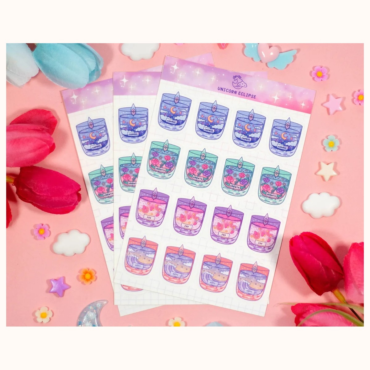 Affirmation Candles Aesthetic Cute Sticker Sheet view 3