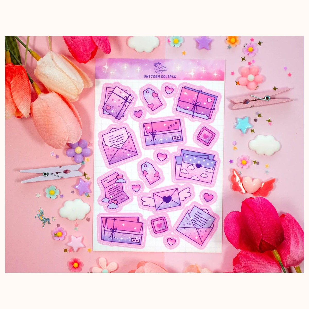 Love Letters Sticker Sheet | Valentines Day Stickers, Kawaii Stickers, Planner by Farouk Book Store