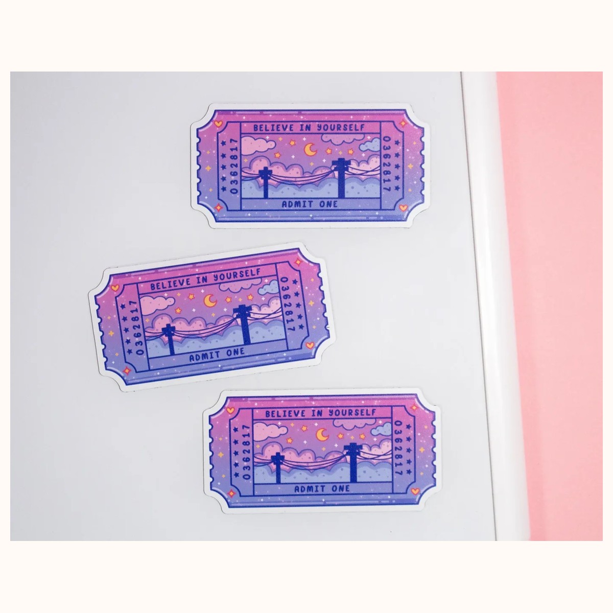 Ticket Aesthetic Cute Fridge Magnet view 2
