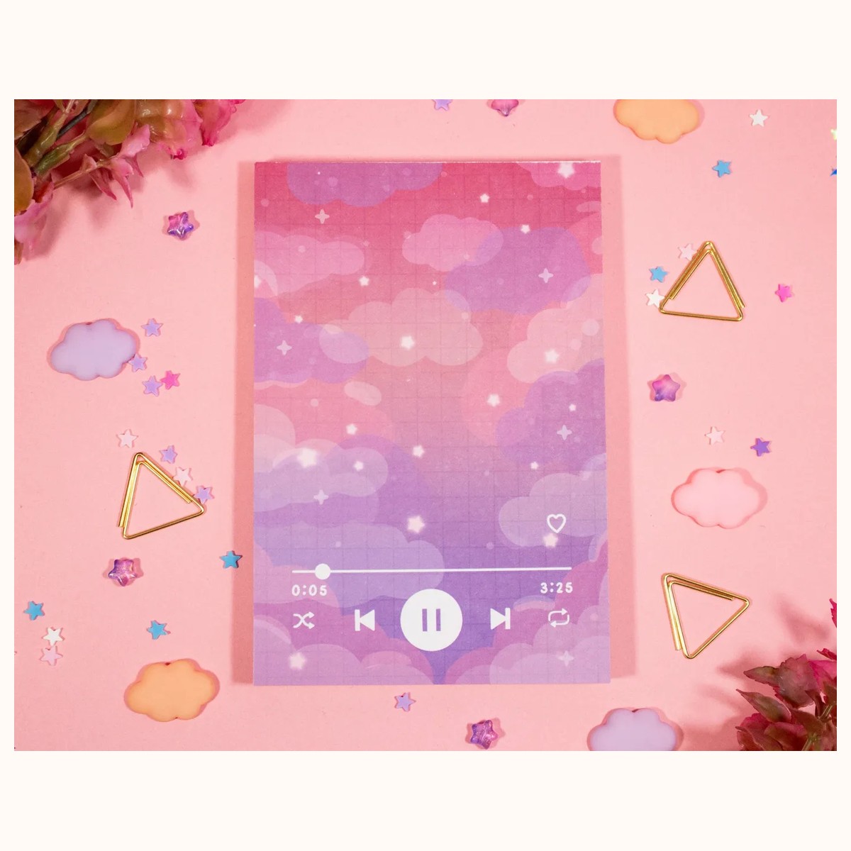 Sunset Music Player Aesthetic Cute Memo Notepad by Farouk Book Store