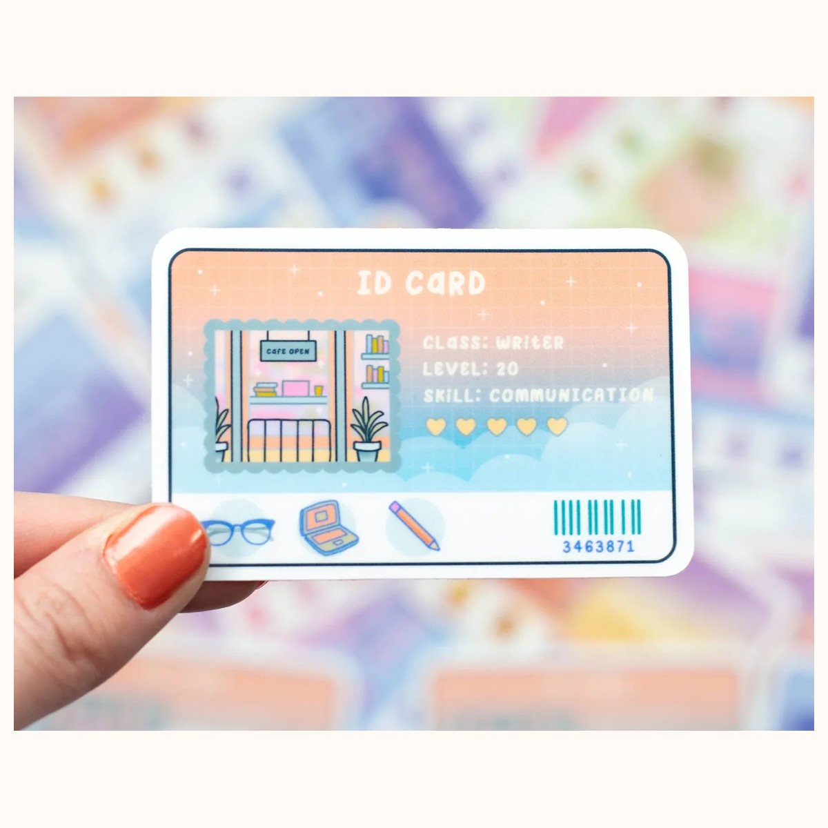 ID Card Aesthetic Vinyl Sticker | Waterproof, Waterbottle, Kawaii Stickers, Planner view 5