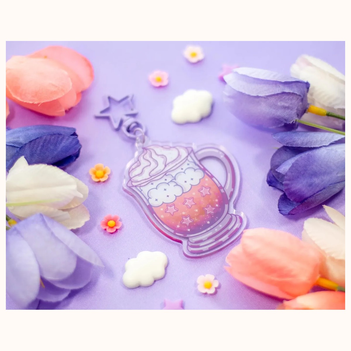 Iced Coffee Aesthetic Cute Acrylic Charm Keychain view 3
