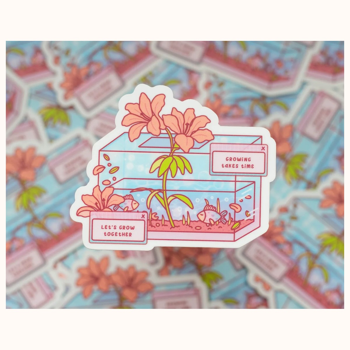Fish Tank Cute Aesthetic Vinyl Sticker view 2