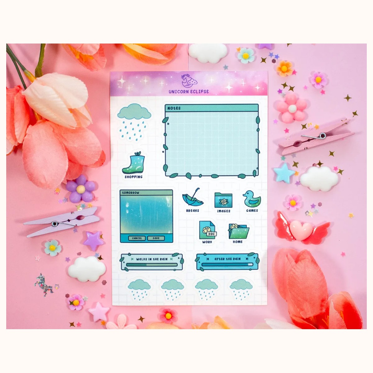 Rainy Day Aesthetic Sticker Sheet by Farouk Book Store