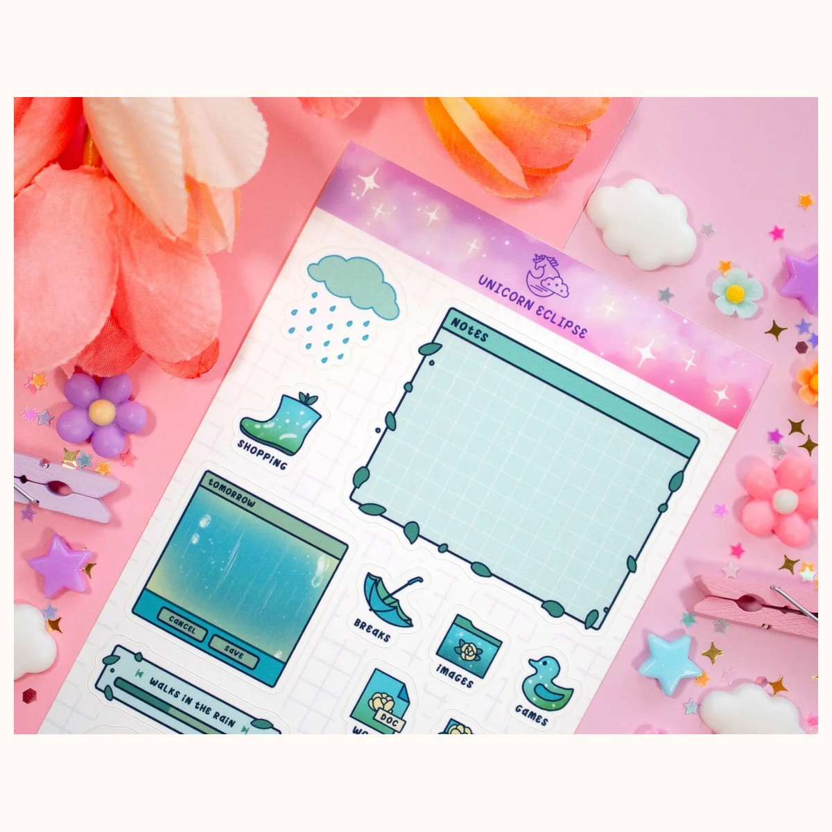 Rainy Day Aesthetic Sticker Sheet view 2