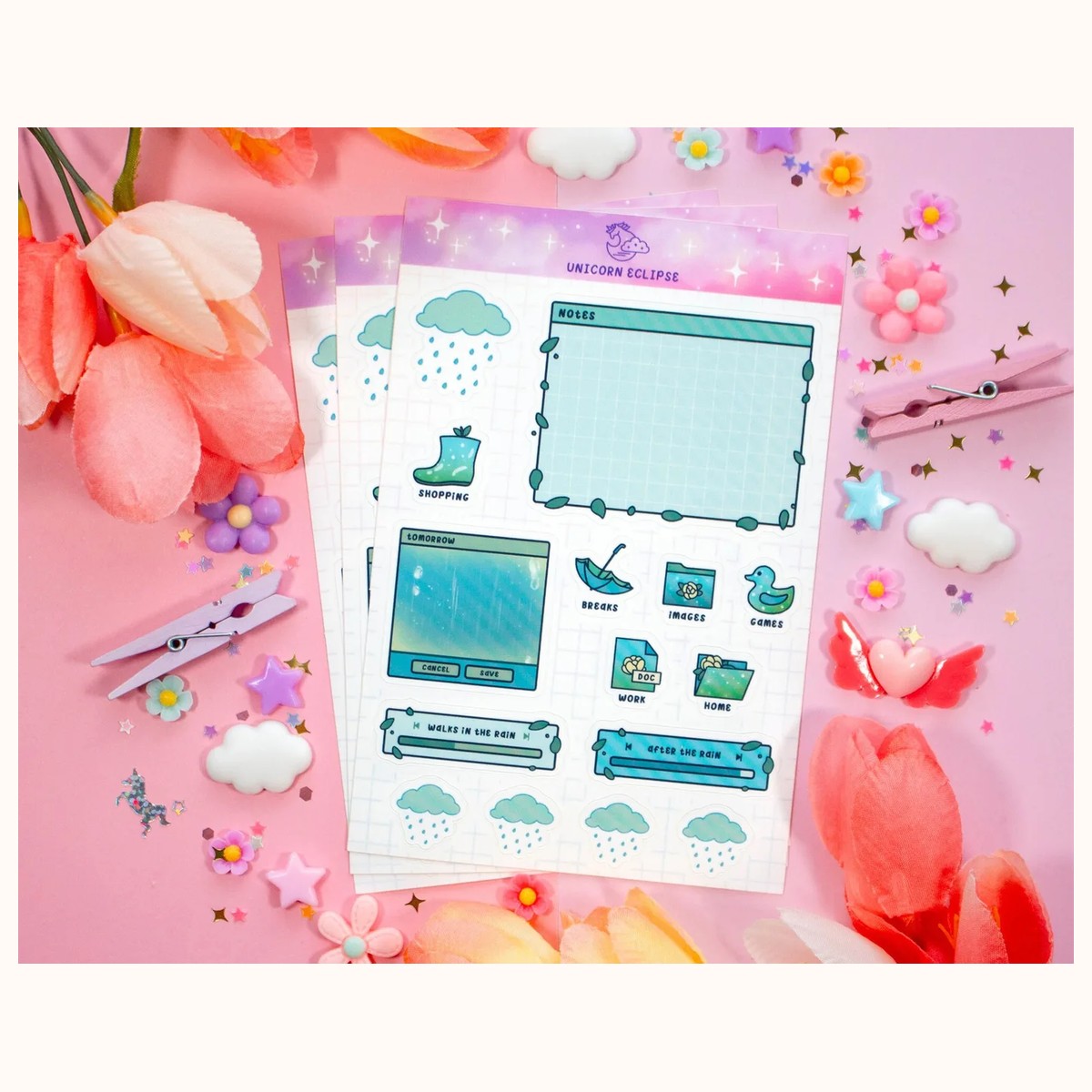 Rainy Day Aesthetic Sticker Sheet view 3