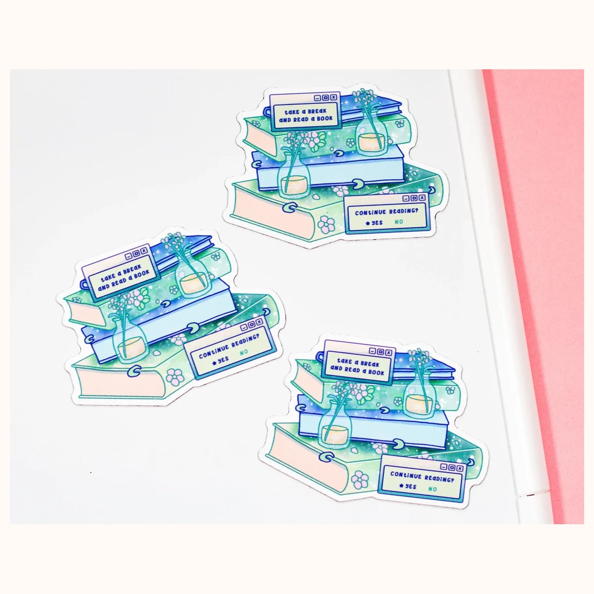 Stacked Books Aesthetic Cute Aesthetic Fridge Board Magnet view 2