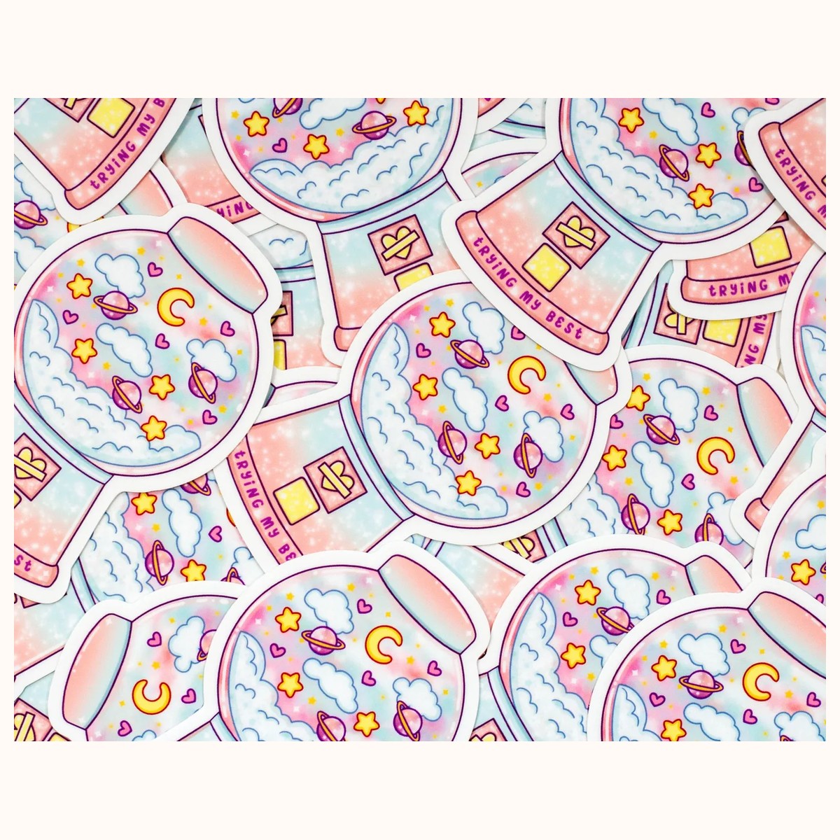 Gumball Machine Cute Vinyl Waterproof Sticker | Kawaii Aesthetic view 3