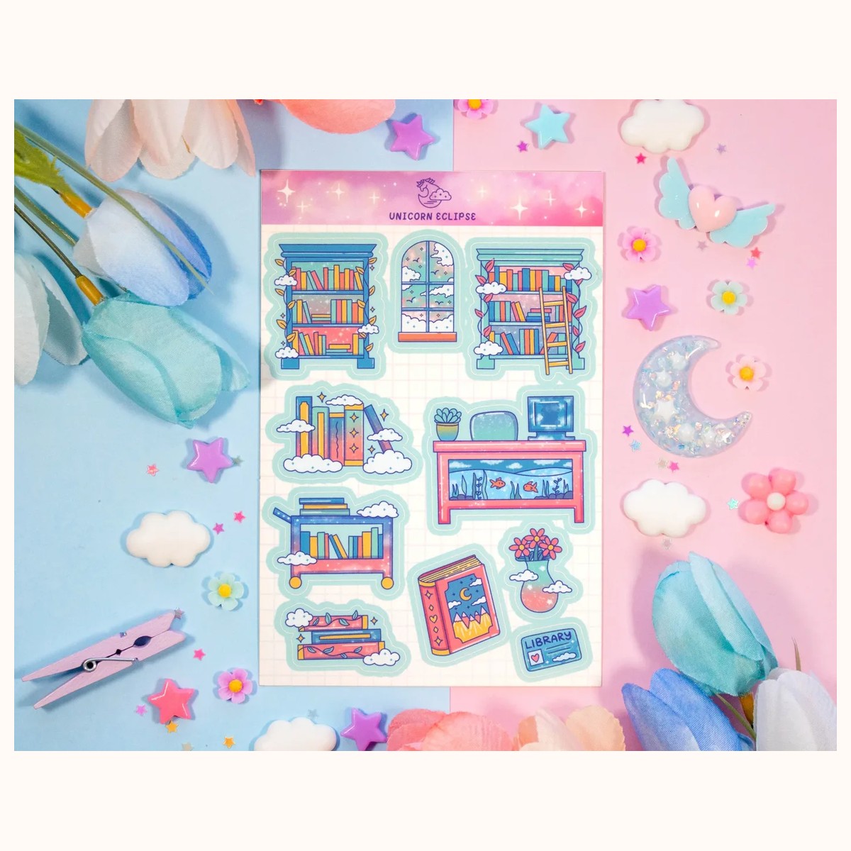 Library Aesthetic Sticker Sheet | Planner Stickers, Kawaii Stickers by Farouk Book Store