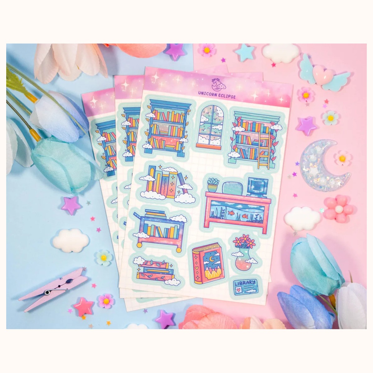 Library Aesthetic Sticker Sheet | Planner Stickers, Kawaii Stickers view 2