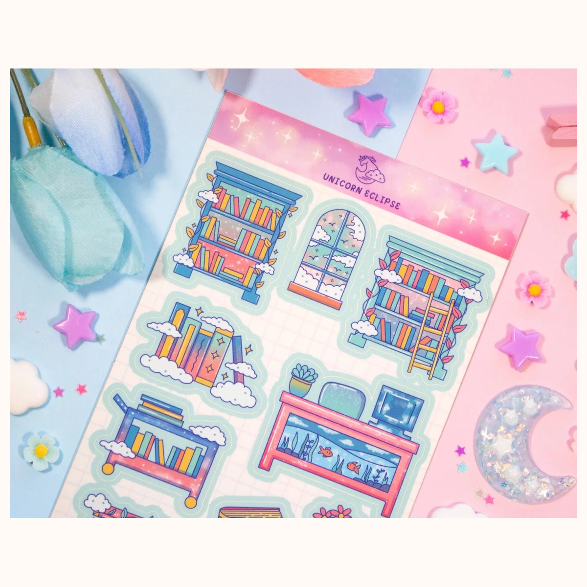 Library Aesthetic Sticker Sheet | Planner Stickers, Kawaii Stickers view 3