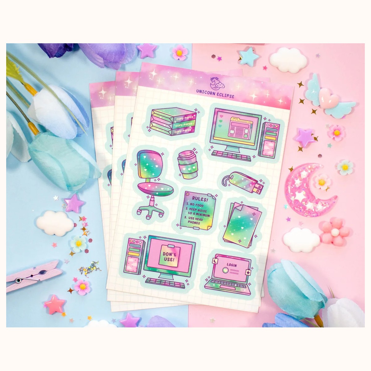 Computer Lab Aesthetic Sticker Sheet | Kawaii Stickers view 2