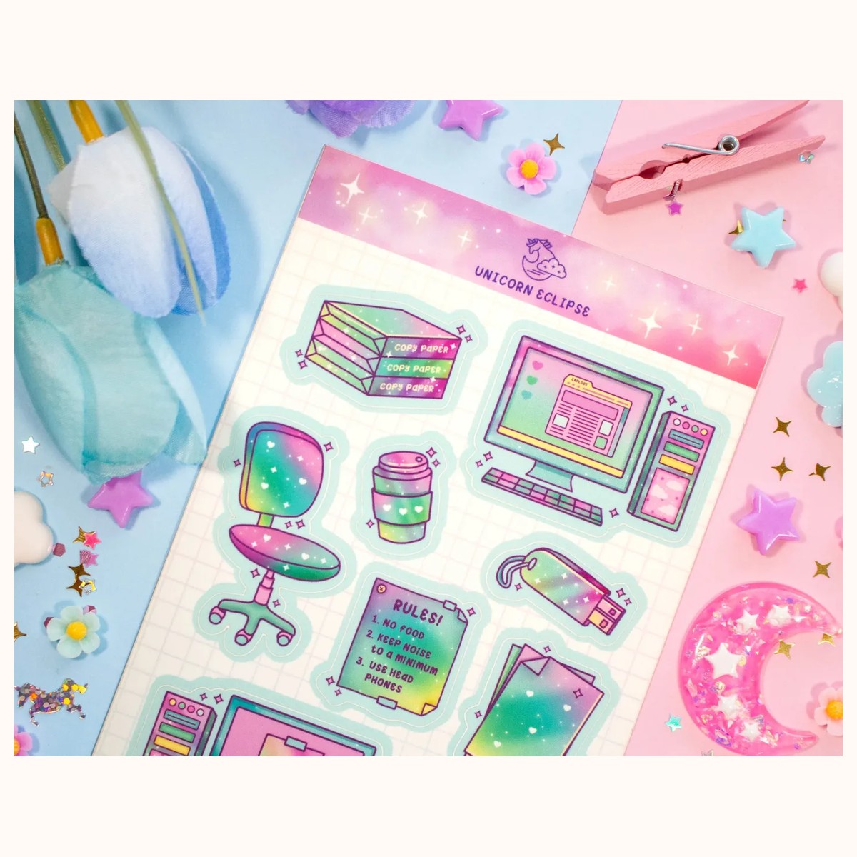 Computer Lab Aesthetic Sticker Sheet | Kawaii Stickers view 3