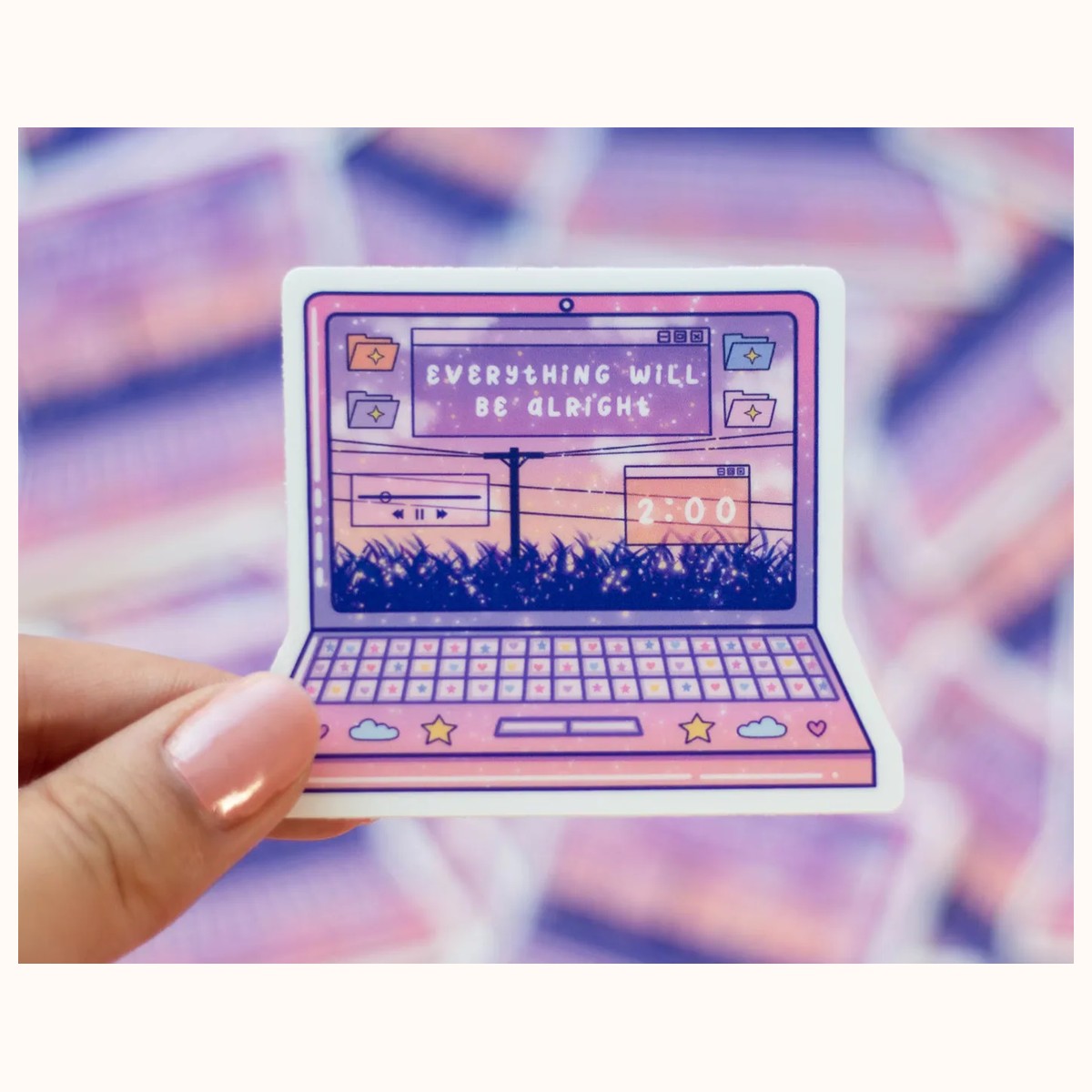 Laptop Cute Aesthetic Vinyl Sticker | Waterproof, Waterbottle, Kawaii Stickers by Farouk Book Store