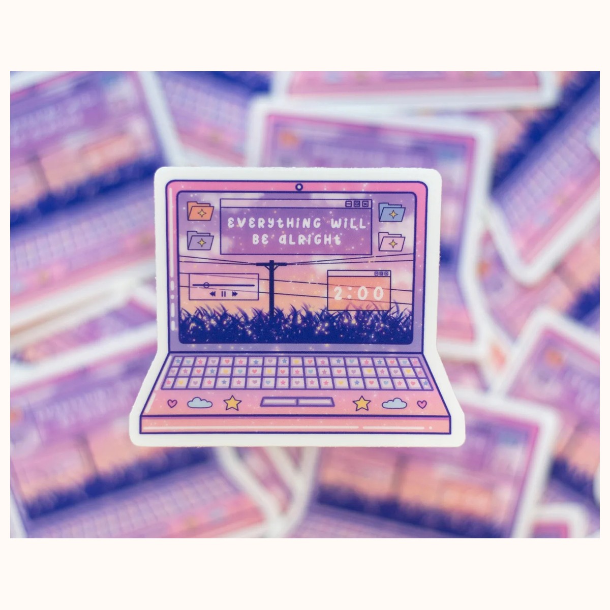 Laptop Cute Aesthetic Vinyl Sticker | Waterproof, Waterbottle, Kawaii Stickers view 2