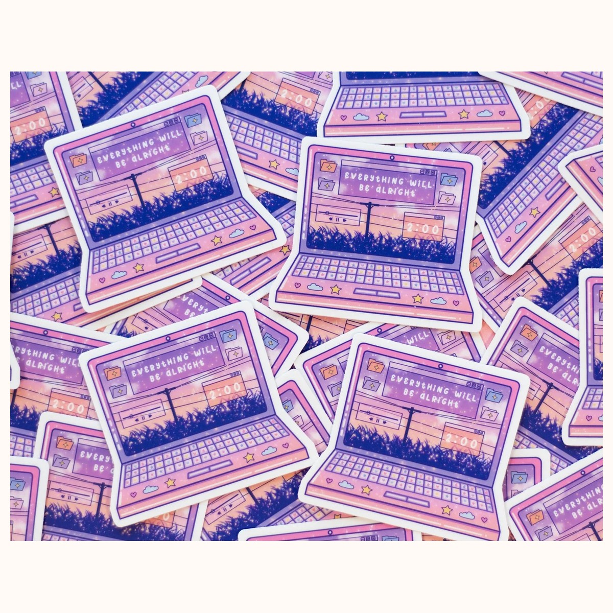 Laptop Cute Aesthetic Vinyl Sticker | Waterproof, Waterbottle, Kawaii Stickers view 3