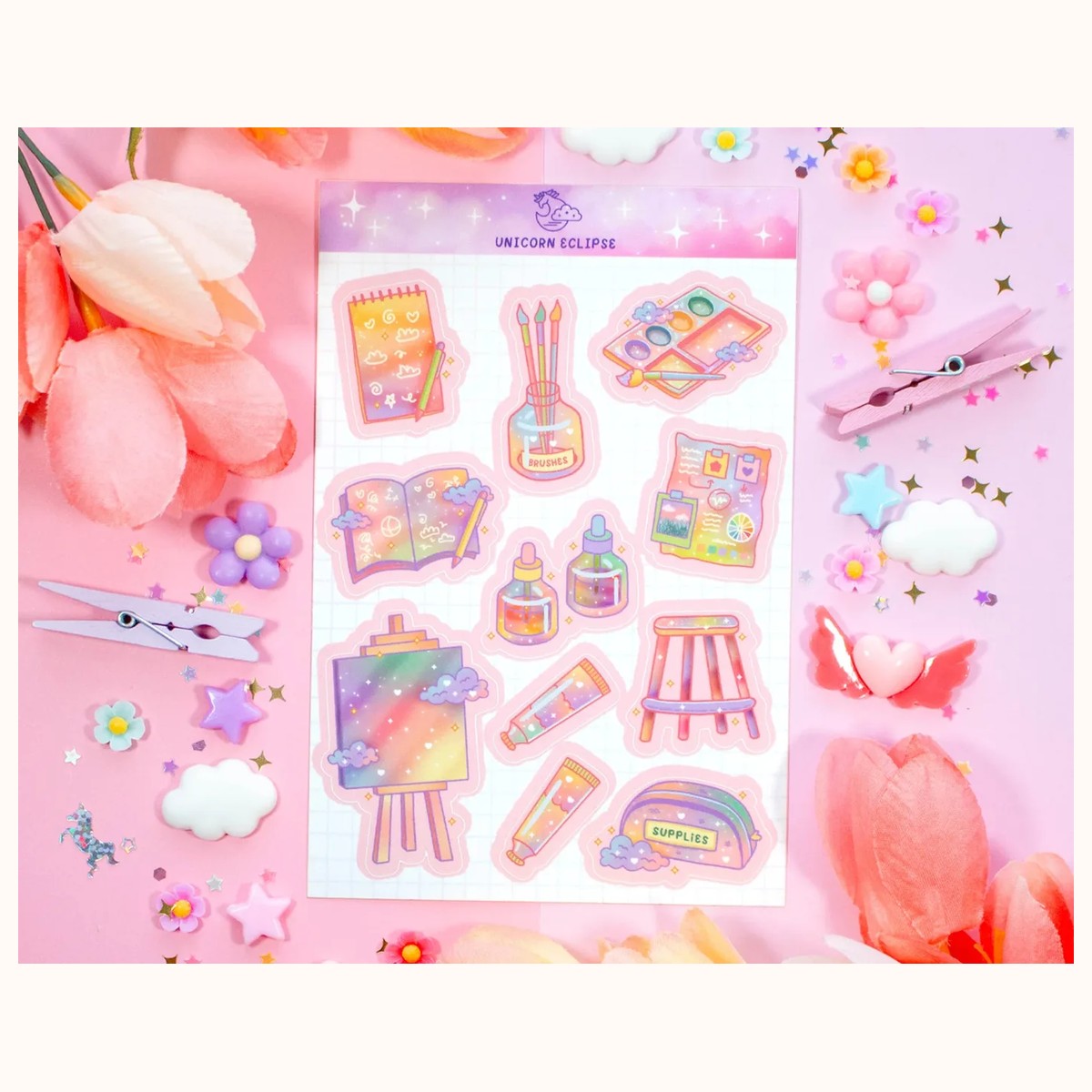 Art Room Aesthetic Sticker Sheet | Planner Stickers, Kawaii Stickers, stickers from Farouk Book Store