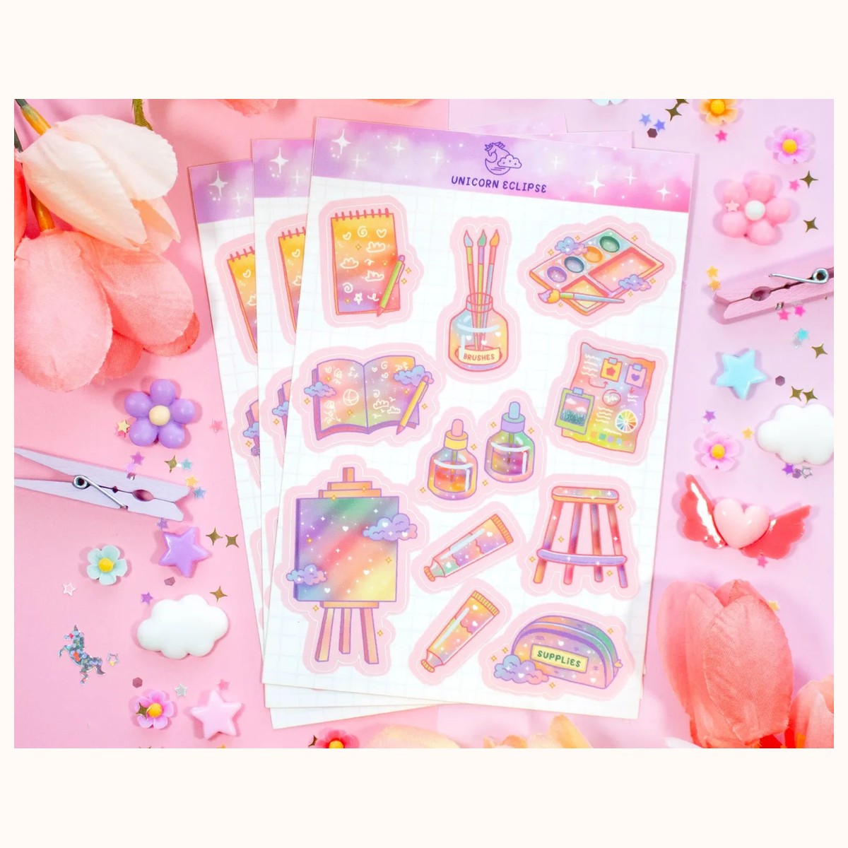 Art Room Aesthetic Sticker Sheet | Planner Stickers, Kawaii Stickers view 3