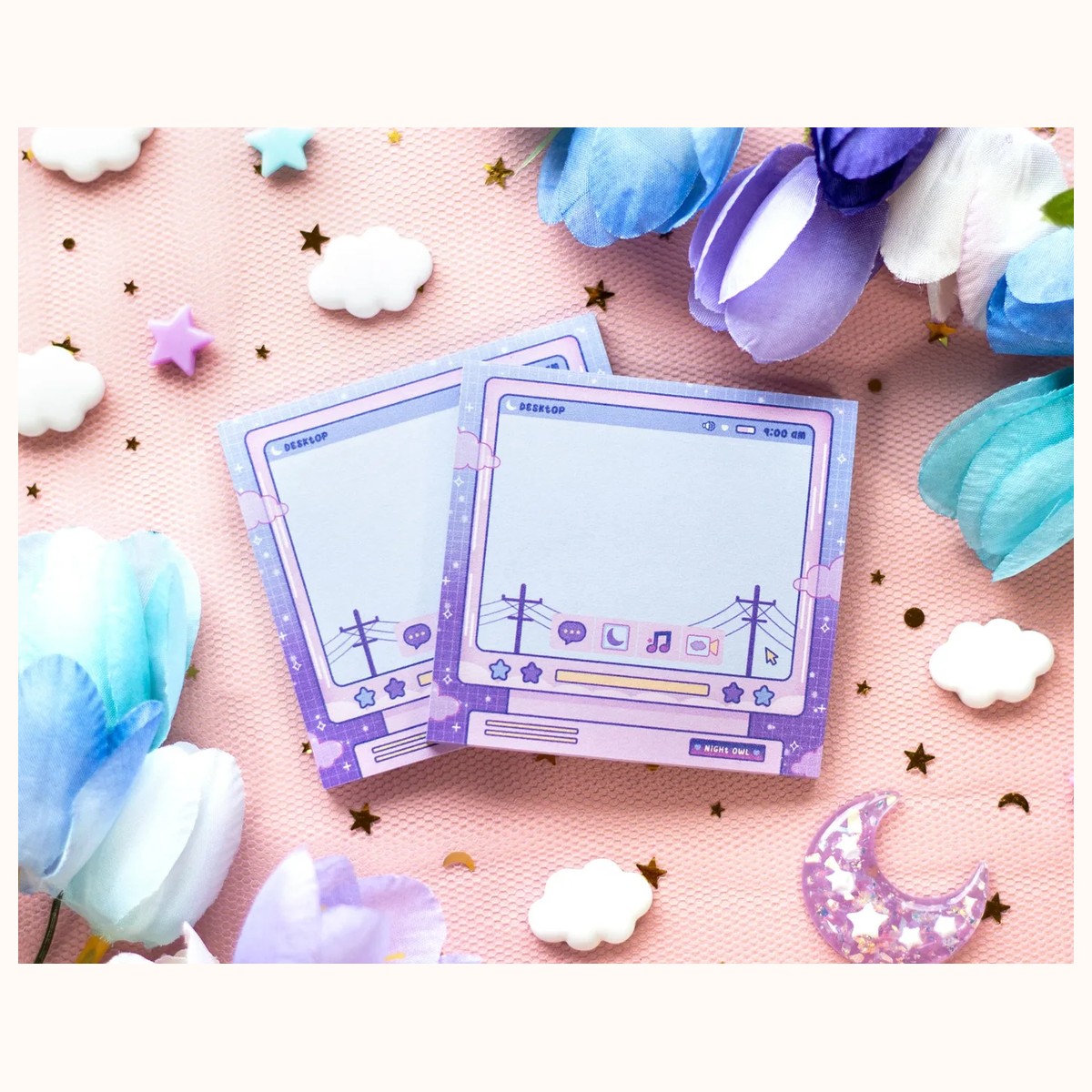 Night Owl Aesthetic Cute Sticky Notes Memo Pad by Farouk Book Store