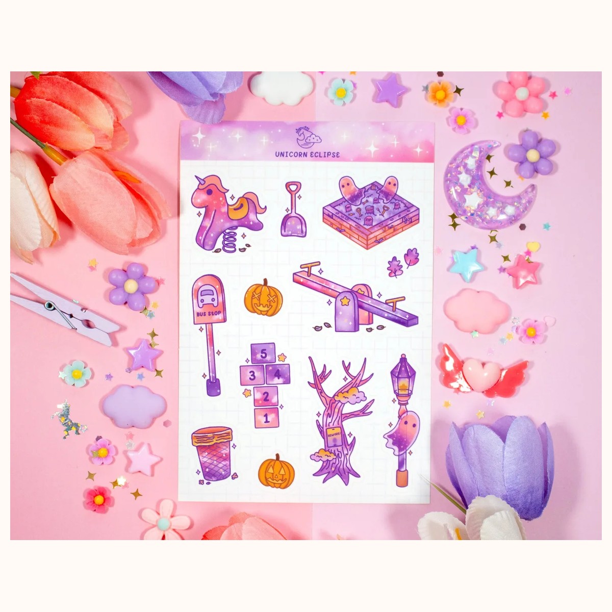 Phantom Park Halloween Aesthetic Spooky Cute Journal Planner Sticker Sheet, stickers from Farouk Book Store