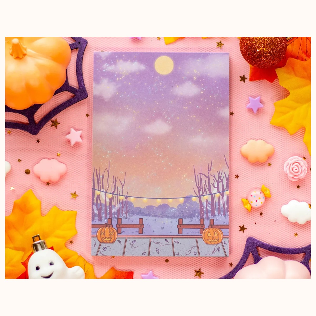 Phantom Park Spooky Halloween Aesthetic Cute Memo Notepad by Farouk Book Store