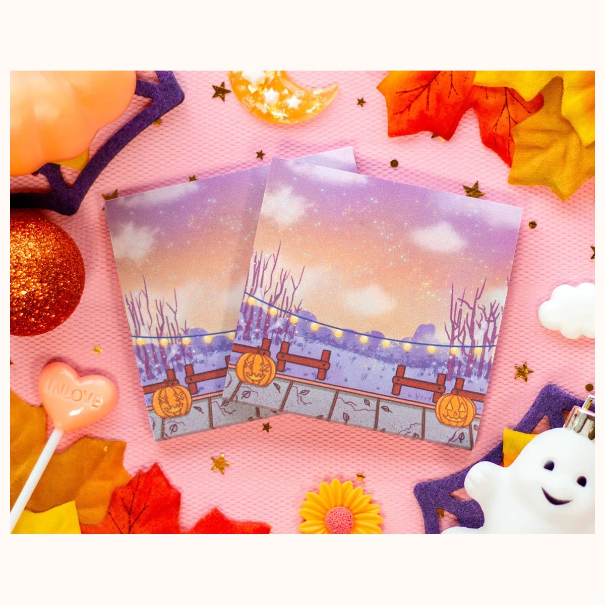 Phantom Park Spooky Halloween Aesthetic Sticky Note Memo Pad | Kawaii Aesthetic by Farouk Book Store