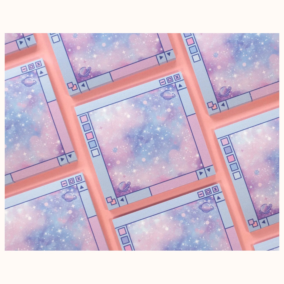 Blue Galaxy Window Sticky Note | Cute Kawaii Dreamy Space Aesthetic Stationery Memo Pad view 3