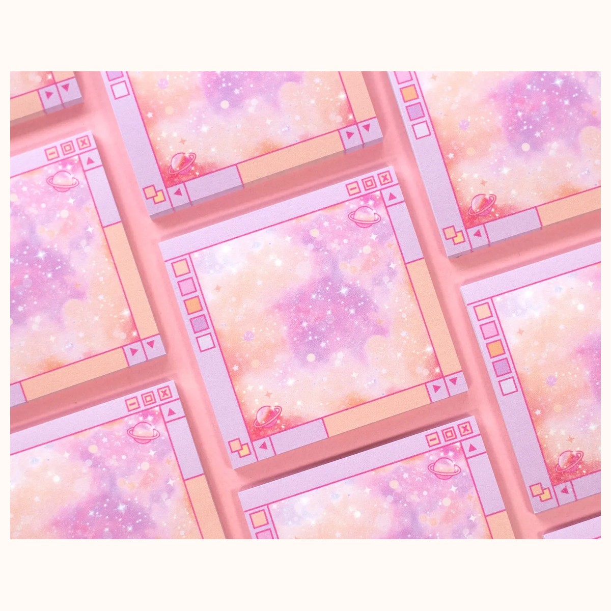 Pink Galaxy Window Sticky Note | Cute Kawaii Dreamy Space Aesthetic Stationery Memo Pad view 3